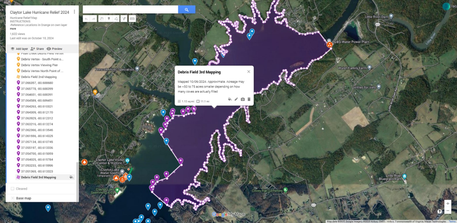 Cloud-Based Debris Field and Hazard Mapping Methods Using GPS data by New River Valley Flotilla Cloud-Based Debris Field and Hazard Mapping Methods Using GPS data by New River Valley Flotilla